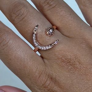Rose Gold Moon Star Minimalistic Open Ring